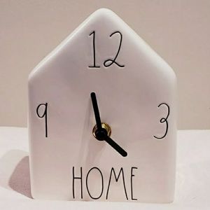 Rae Dunn Ceramic Birdhouse Style White Clock HOME